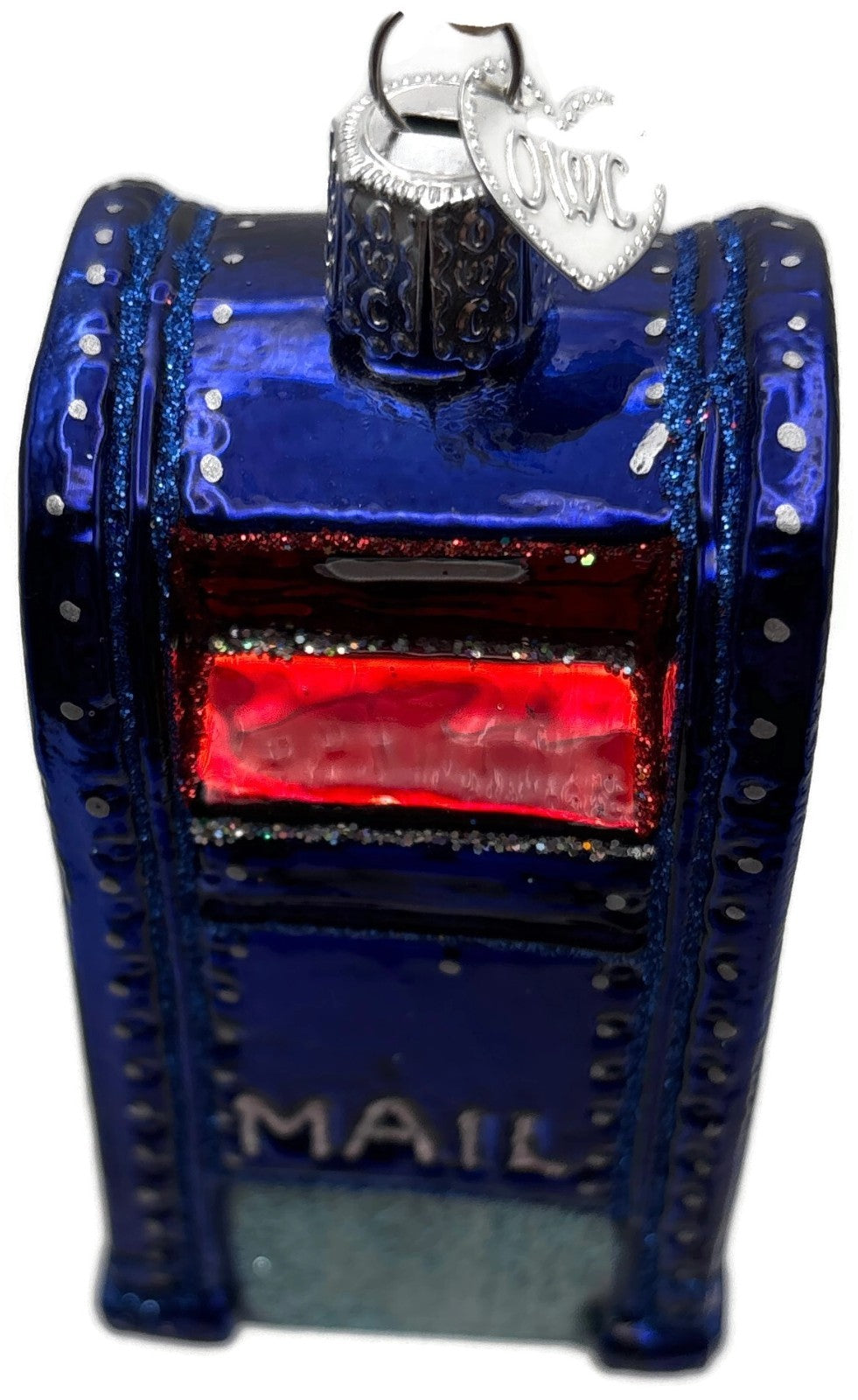 Old World Christmas Mail Box Blue Postal Glass Christmas Ornament OWC 360942