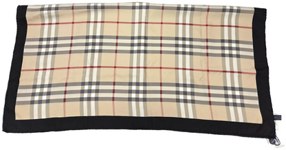 Burberry London Scarf Classic Check  Square Camel Beige New 100% Silk 34 X 342