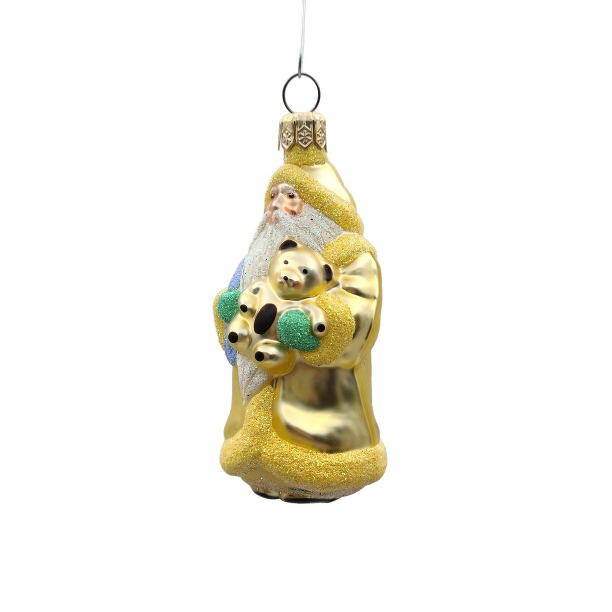 Patricia Breen Miniature Santa Claus and Teddy Yellow Christmas Ornament 99531