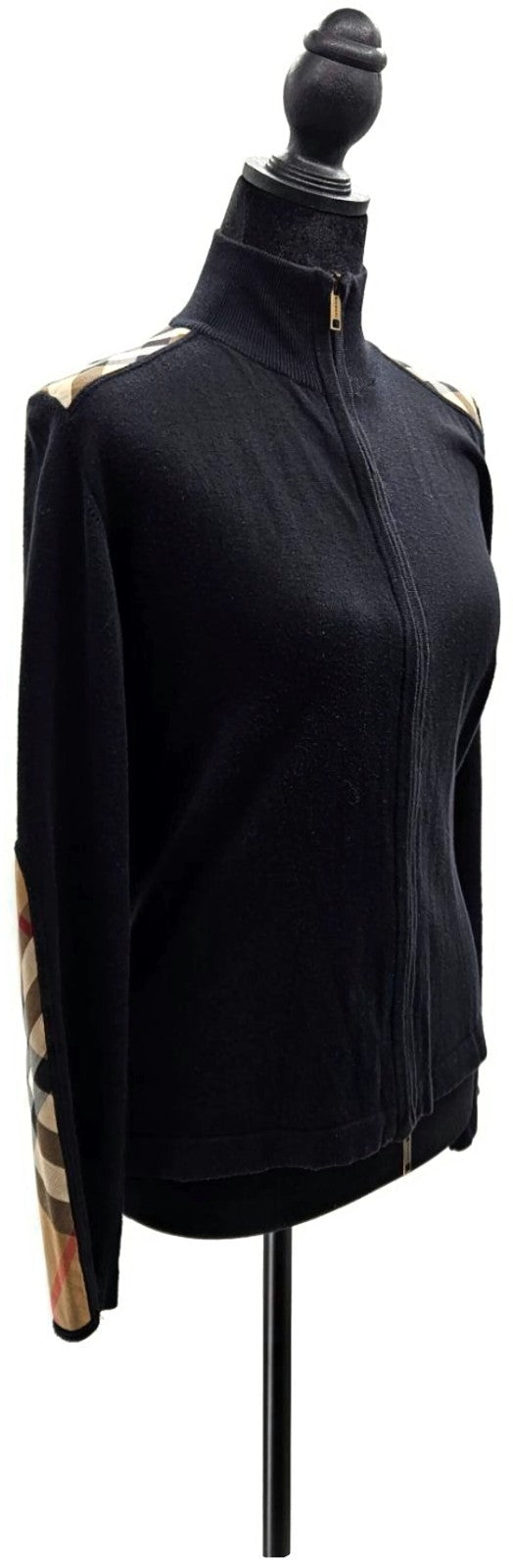Burberry London Nova Check Full Zip Funnel Neck Cardigan Black Women's M Italy2