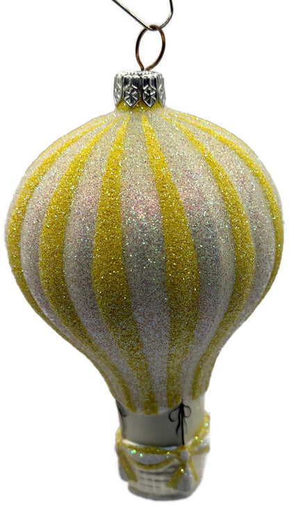 Patricia Breen Petite Balon Lemon Hot Air Balloon Yellow Striped Ornament 21217