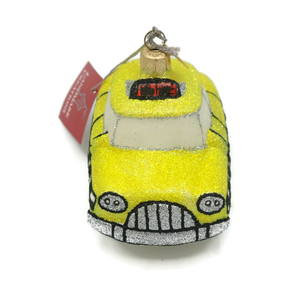 Landmark Creations Yellow Taxi Cab Car Checkered Christmas Holiday Ornament0