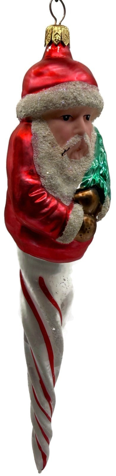 Christopher Radko St. Nickcicle Santa Icicle Glass Christmas Ornament 92 1072