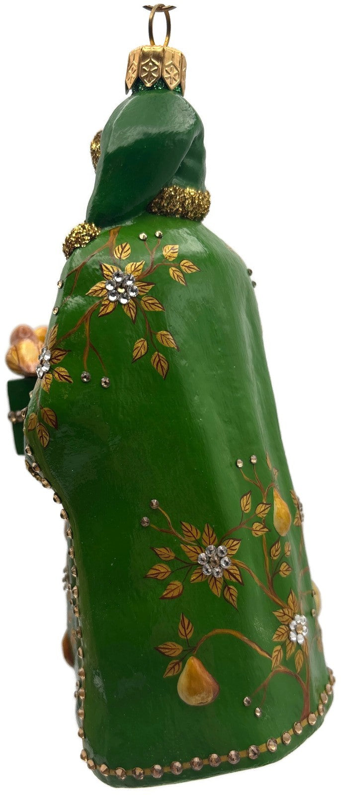 Patricia Breen 2014 Santa for Yaly Partridge Pear Green Gold Ornament 34405