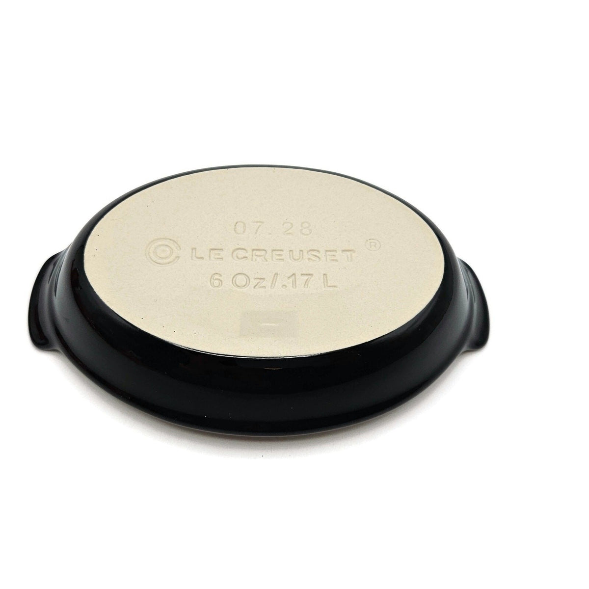 Le Creuset Heritage Petite Au Gratin Baking Dish Beige Black Oval Stoneware 6 oz4