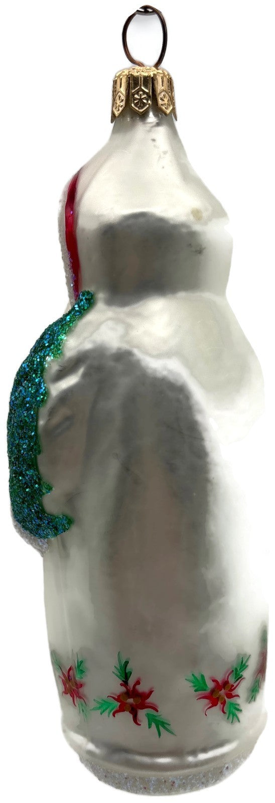 Christopher Radko Poinsettia Santa White Glass Christmas Ornament 1993 91-038-13