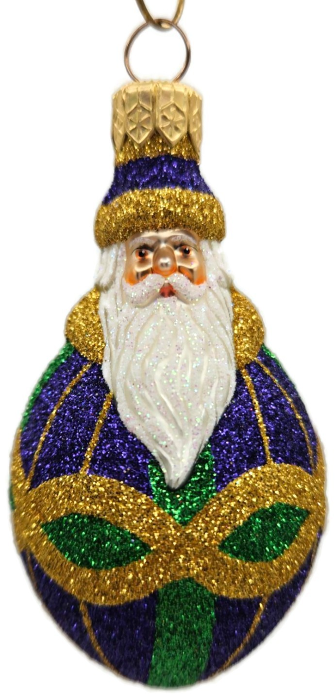 Patricia Breen Miniature Faberge Santa Plaid Purple Christmas Tree Ornament 21506
