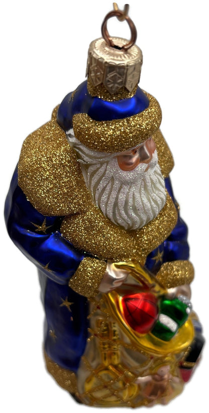 Patricia Breen Presents Blue Santa Claus Gift Toys Stars Christmas Ornament 20289