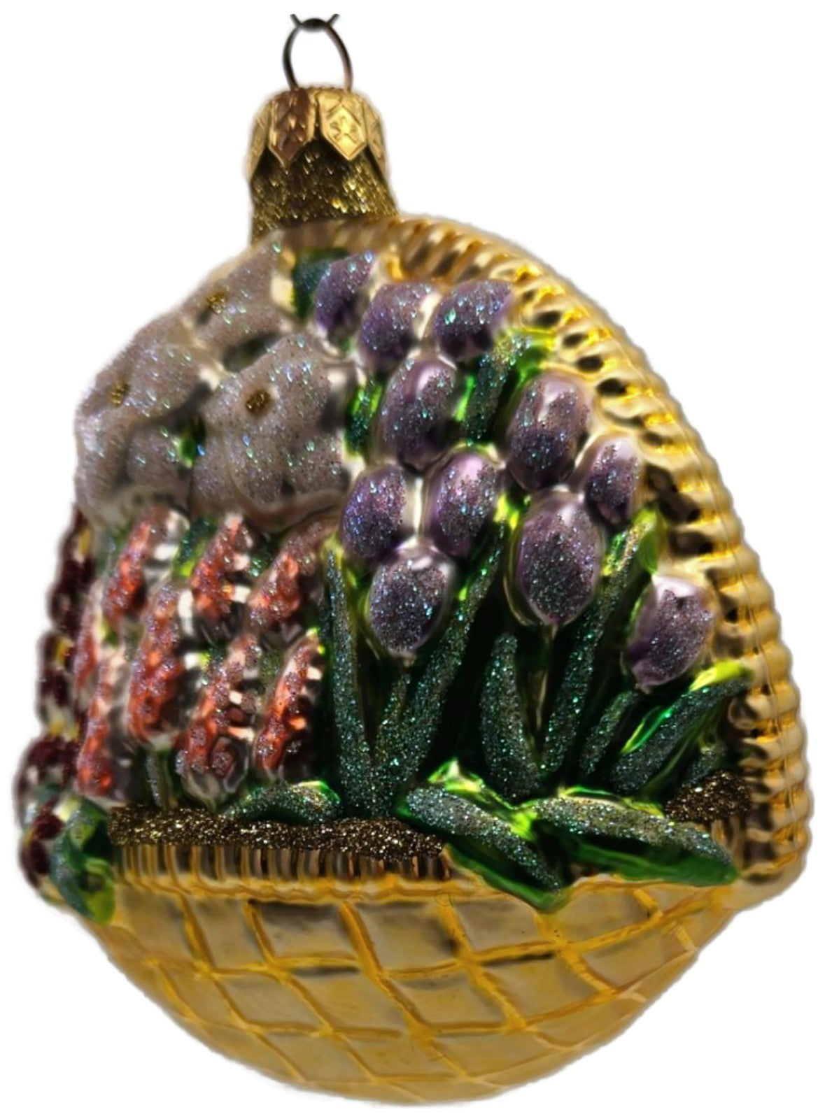 Patricia Breen Flowers For My Love Purple Tulip Gold Basket Spring Ornament 96133