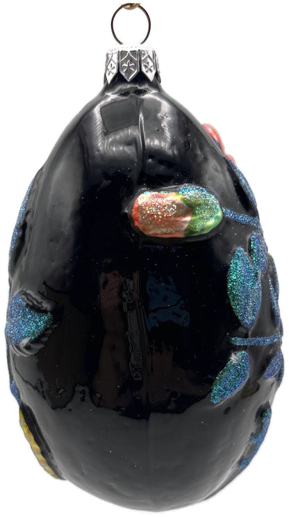 Patricia Breen 1996 Chrysalis Egg Black Floral Limited Easter Ornament 96083