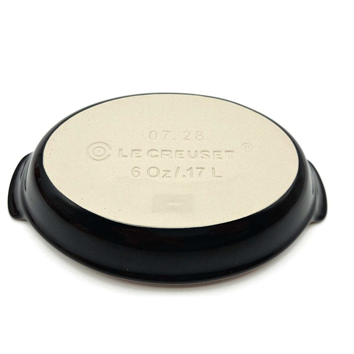 Le Creuset Heritage Petite Au Gratin Baking Dish Beige Black Oval Stoneware 6 oz5