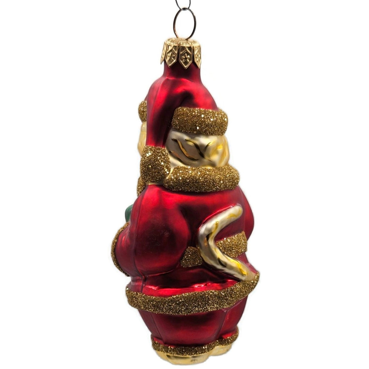 Patricia Breen Santa Paws Red Gold Trim Green Gift Christmas Tree Ornament 95366