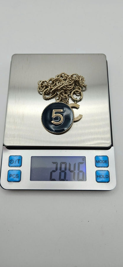 Chanel 13P A63103 No. 5 CC Medallion Charm Bracelet Light Gold Enamel 201313