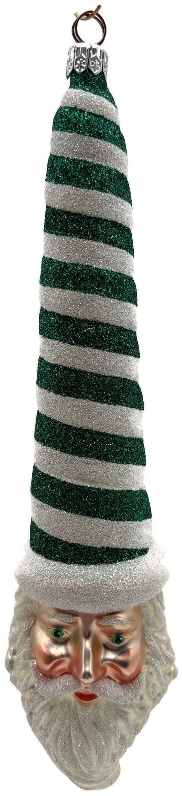 Patricia Breen Sucre Santa Green White Spearmint Striped Christmas Ornament 20380