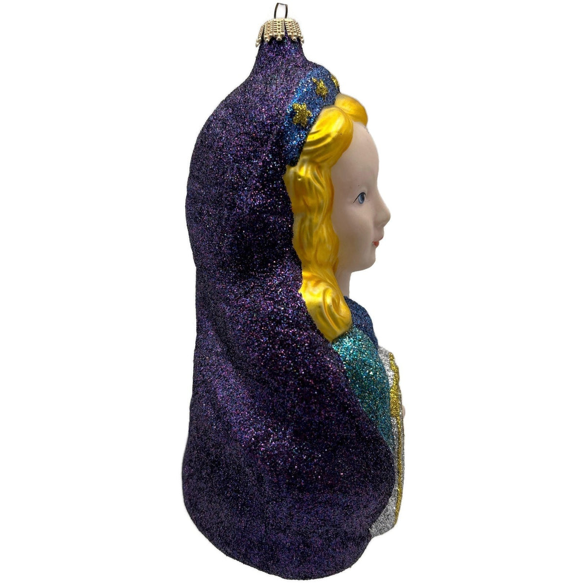 Larry Fraga Embracement Stars Purple Glitter Glass Holiday Christmas Ornament3