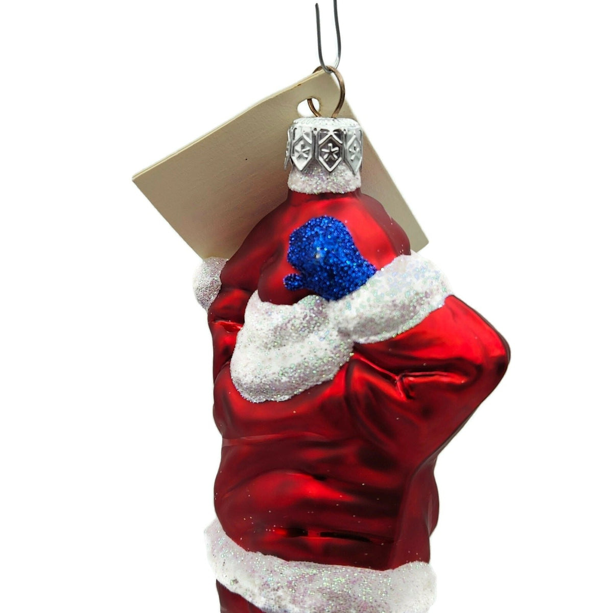 Patricia Breen Hold Onto Your Hat Red Santa Claus Glass Christmas Ornament 97217