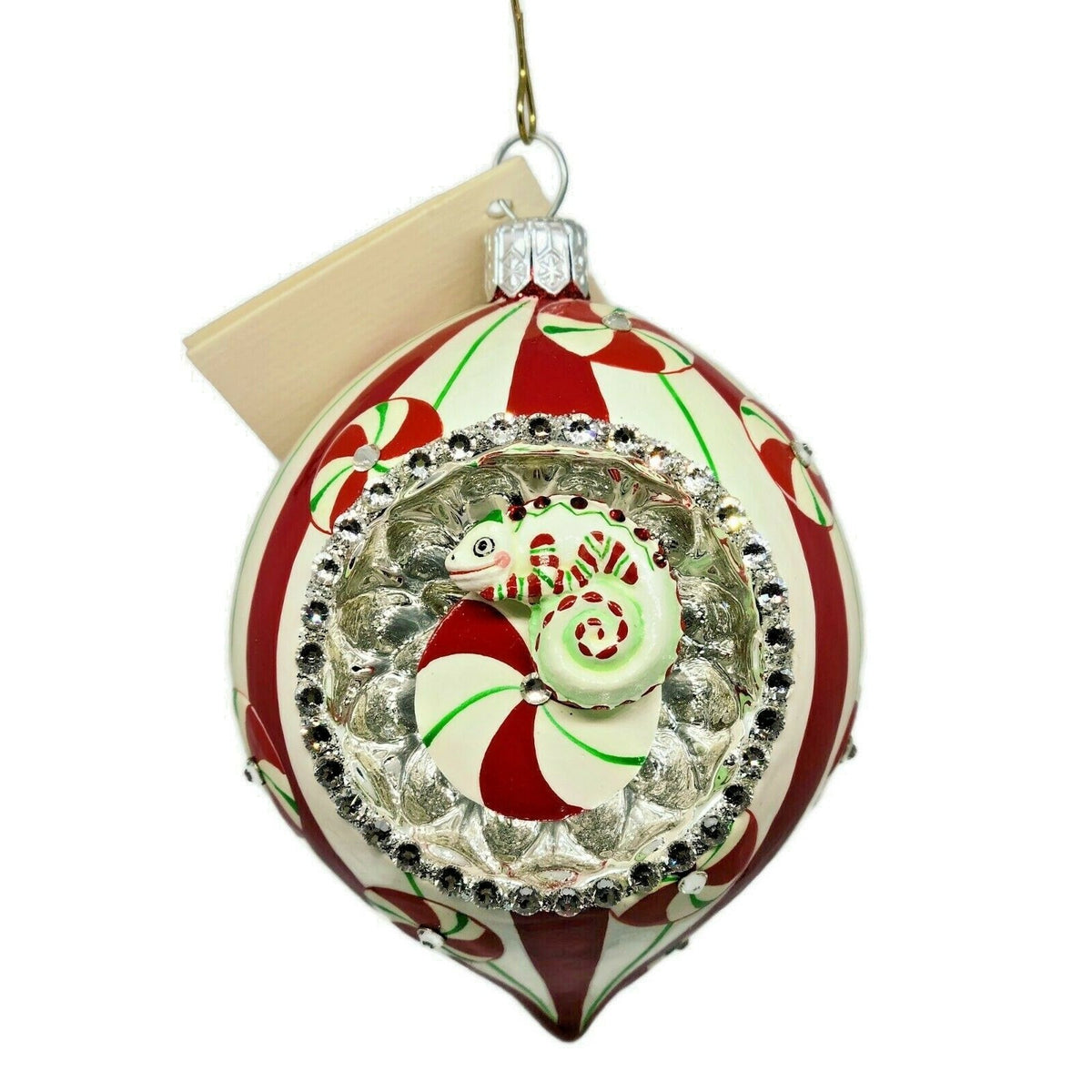 Patricia Breen Toujours Hamish Peppermint Chameleon Orb Christmas Ornament 33520