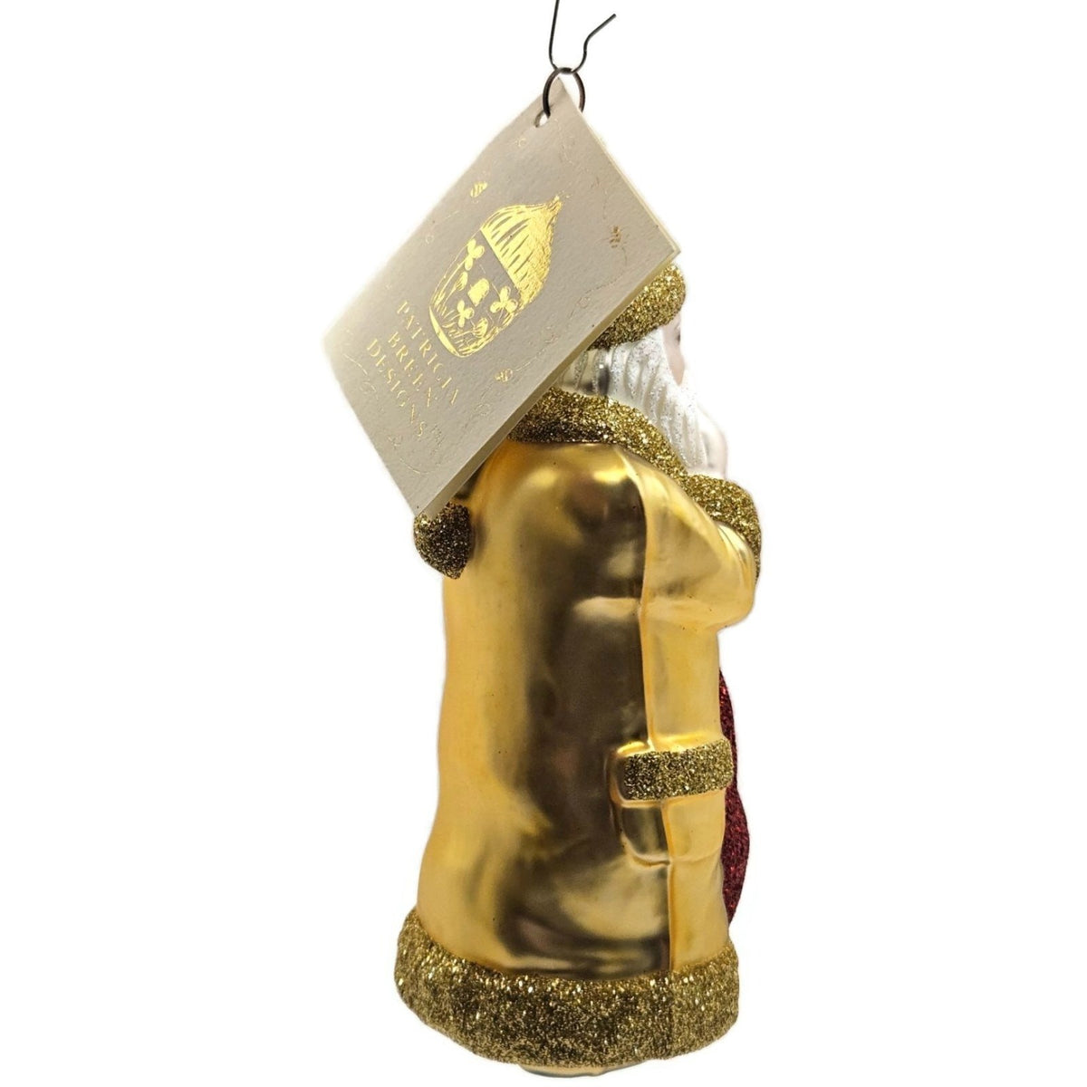 Patricia Breen Shhh Santa Gold Red Bag Glittered Glass Christmas Ornament 96438