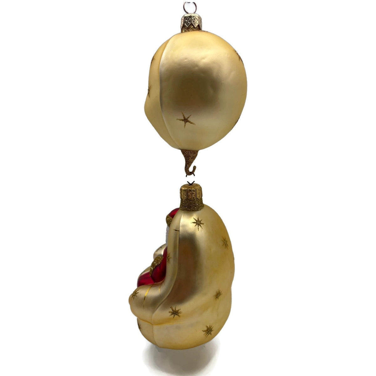 Patricia Breen Checking His List Gold Matte Moon Stars Christmas Ornament 98065