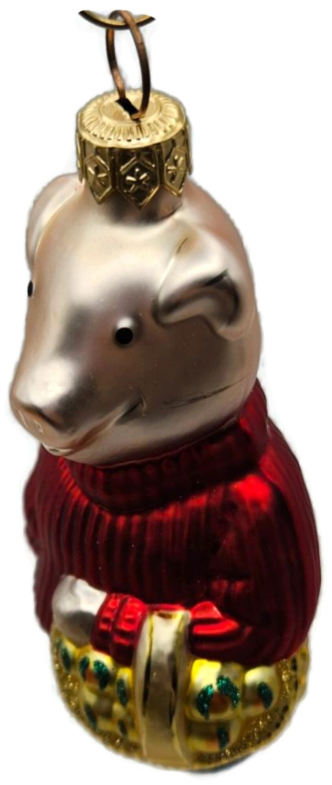 Patricia Breen This Little Piggy Goes to the Market Red Glass Ornament 96481