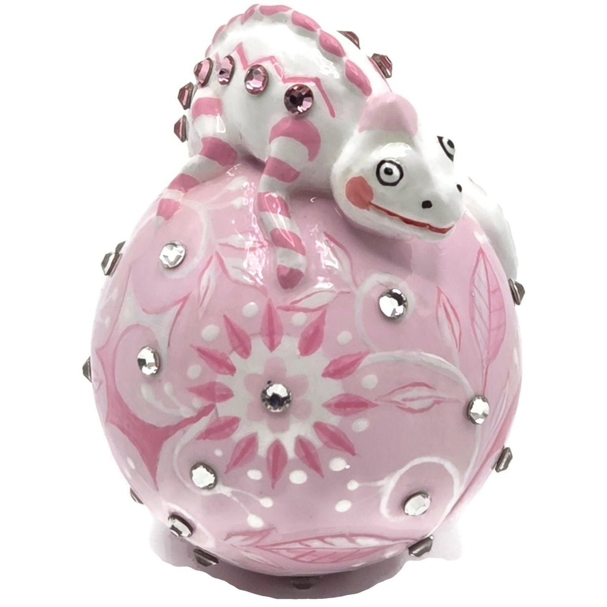 Patricia Breen Miniature Chameleon Sculpture Chinoiserie Pink Ornament CATZ 32538