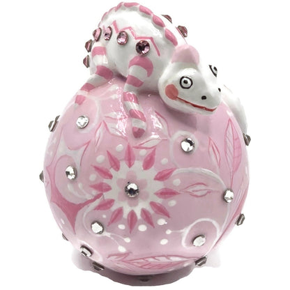 Patricia Breen Miniature Chameleon Sculpture Chinoiserie Pink Ornament CATZ 32538