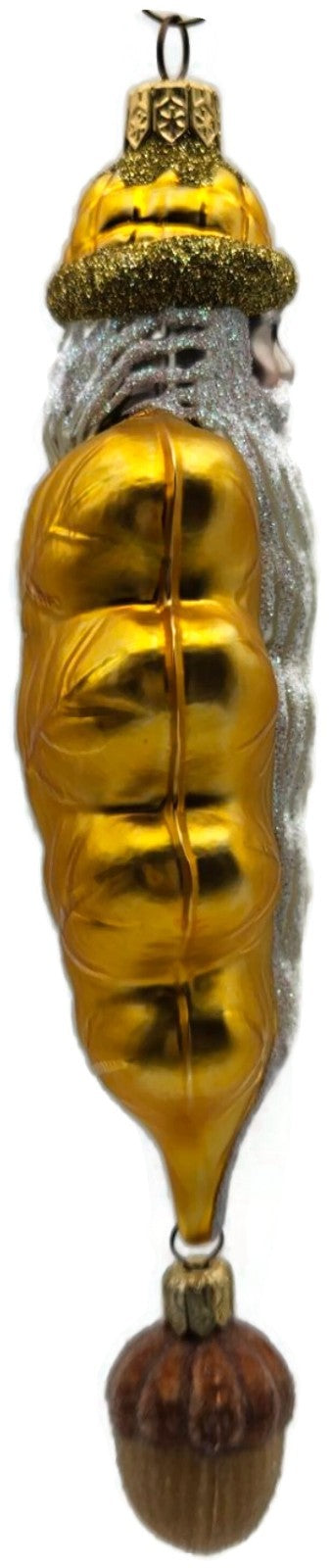 Patricia Breen Oak Leaf Santa Gold Glitter Acorn 2 Part Christmas Ornament 97325