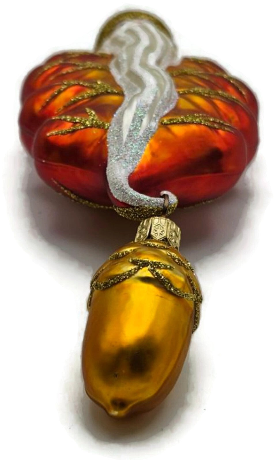 Patricia Breen Oak Leaf Santa Orange Matte Fall 2 Part Christmas Ornament 97329