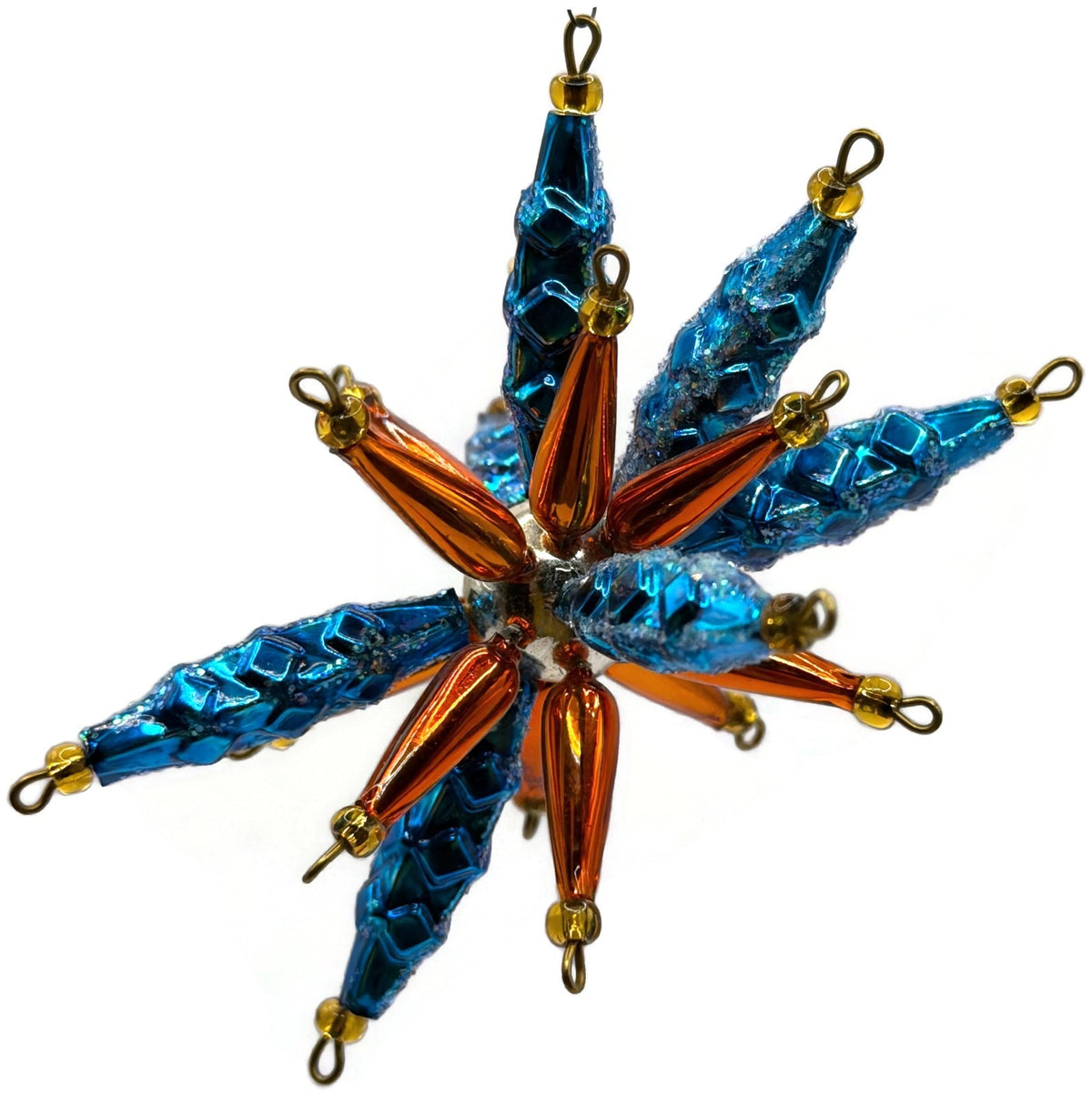 Christopher Radko Star Bright Blue Orange Beaded Christmas Ornament 99 391 02