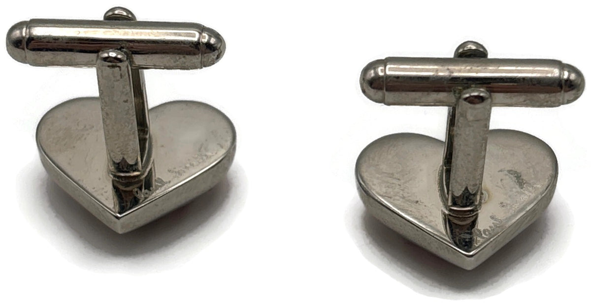 Paul Smith Heart Stripe Red Enamel Silver Tone Cufflinks Men's Signed3