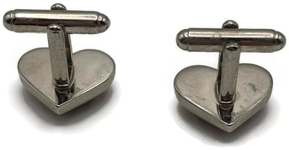 Paul Smith Heart Stripe Red Enamel Silver Tone Cufflinks Men's Signed3