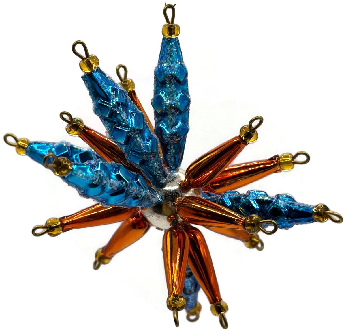 Christopher Radko Star Bright Blue Orange Beaded Christmas Ornament 99 391 06