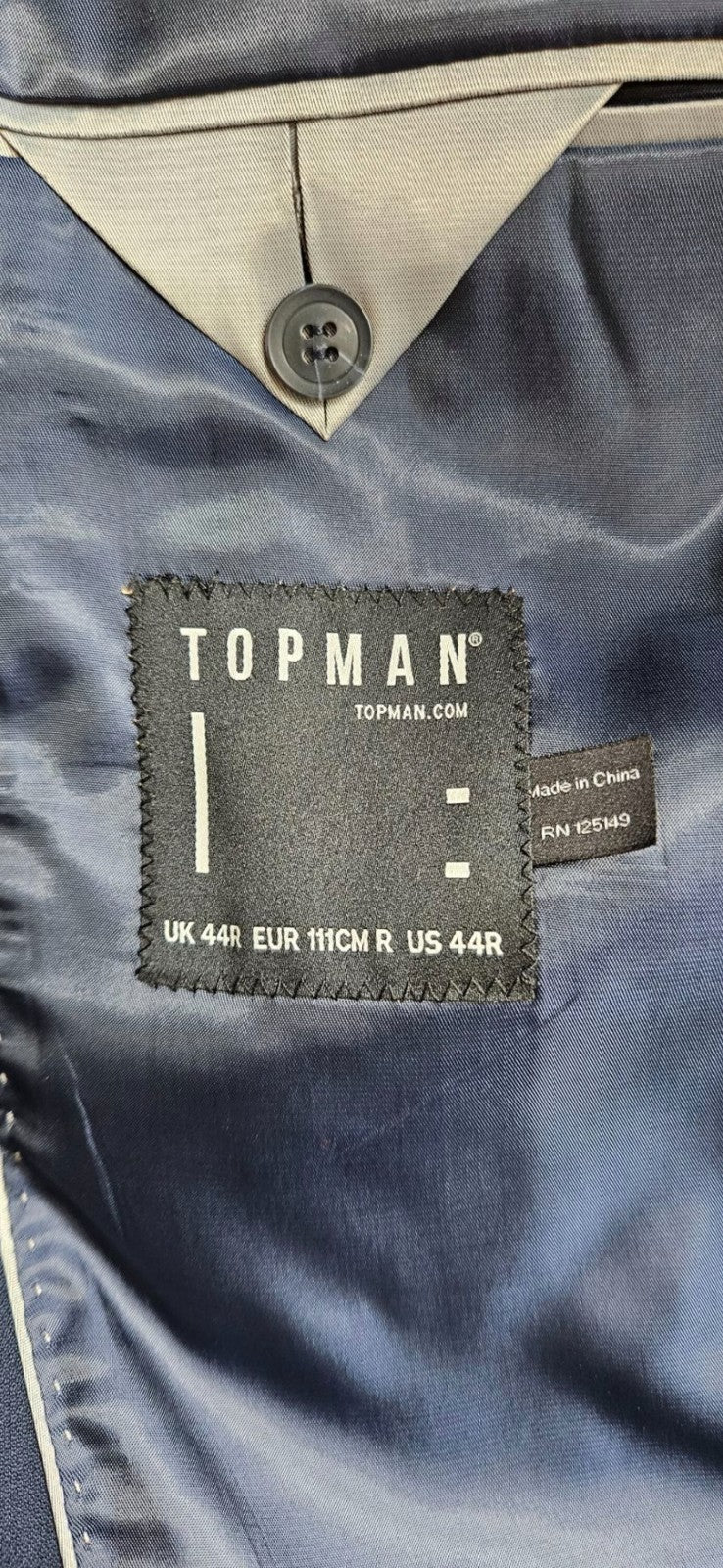 Topman Skinny Fit Suit Jacket Navy Blue Blazer Sport Coat Slim Men's Sz 44R NWT10