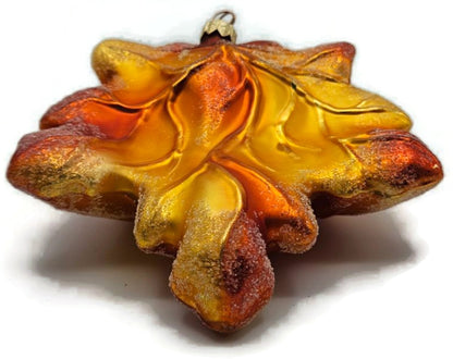 Christopher Radko Maple Frost Orange Large Leaf Fall Christmas Ornament 98-489-09