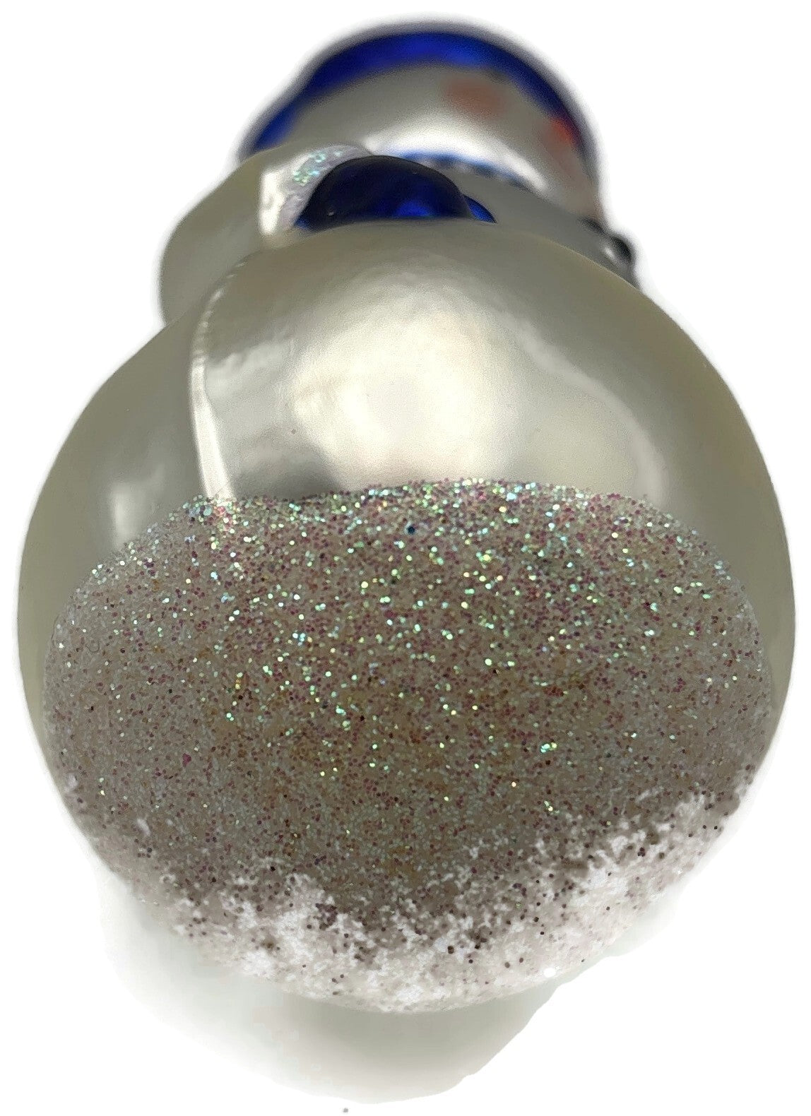 Patricia Breen 1995 Snowboy Blue Snowman Glass Christmas Ornament 95259