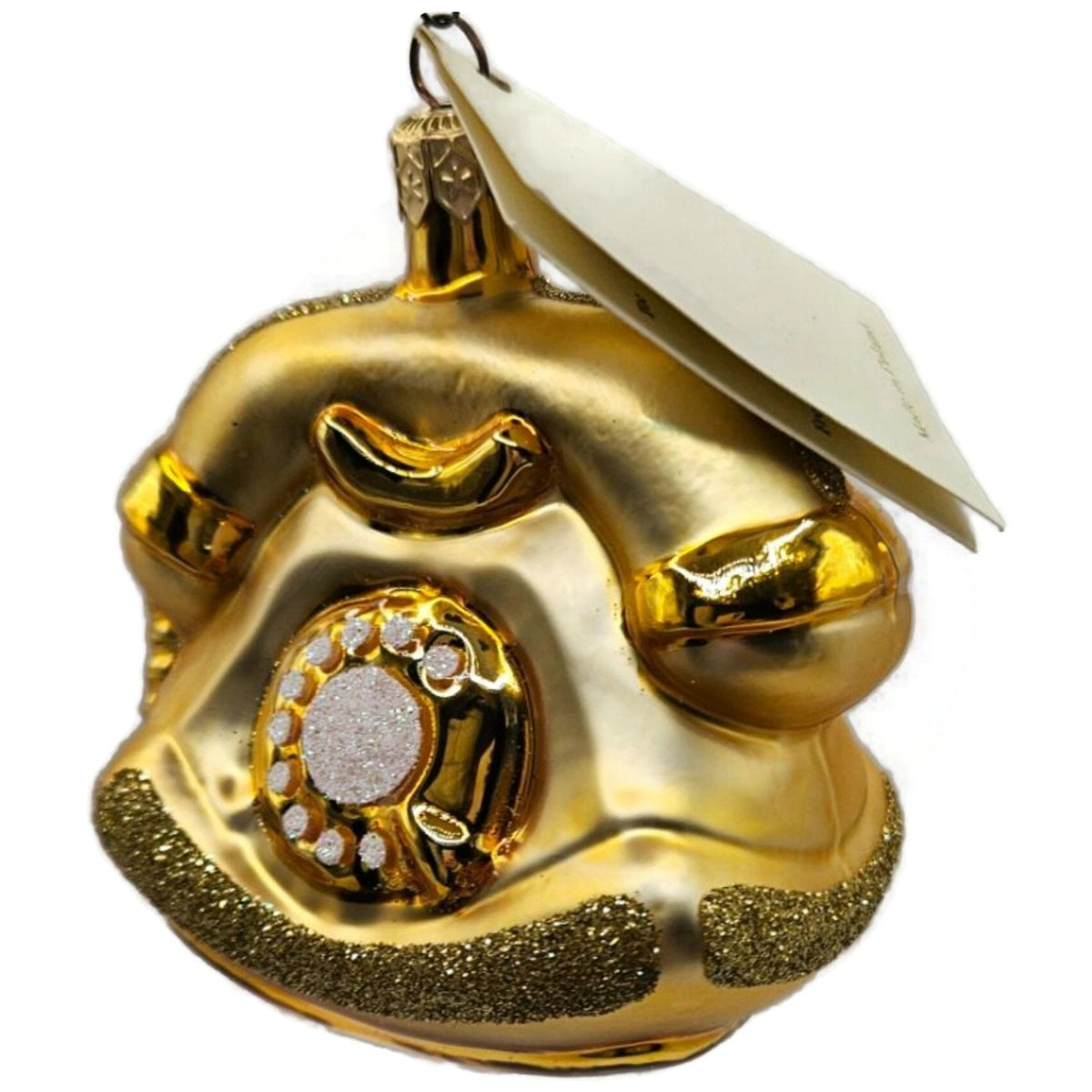 Patricia Breen Calling Anne Phone Gold Glittered Glass Christmas Ornament 95279