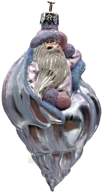 Patricia Breen Coastal Santa Periwinkle Matte Nautical Christmas Ornament 97100