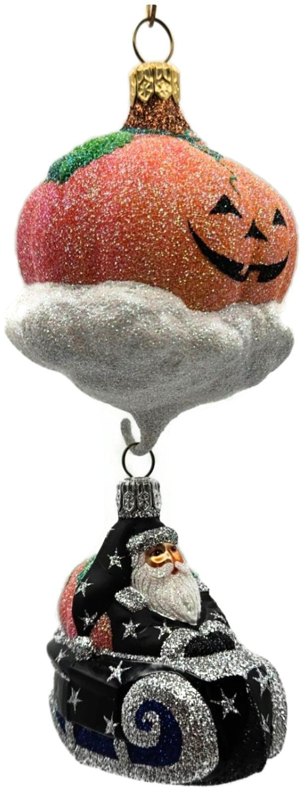 Patricia Breen Night Fright Santa Pumpkin 2 Part Halloween Glass Ornament 21170