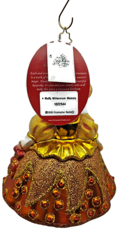 Christopher Radko Muffy Millennium Memory Bear Glass Christmas Ornament 10225448