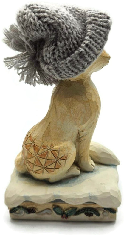 Jim Shore White Woodland Foxy Festive Spirit Fox Knit Hat Christmas Figurine4