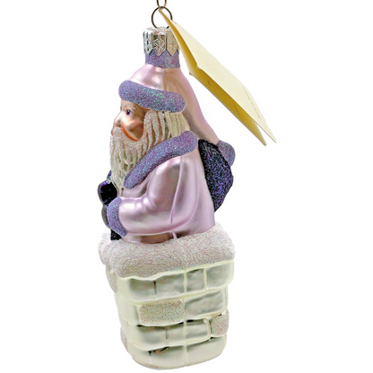 Patricia Breen Here Comes Santa Claus Lavender Chimney Christmas Ornament 96256