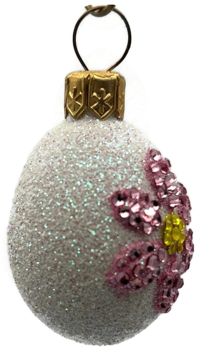 Patricia Breen 2009 Miniature Egg Jeweled Daisy Pink Easter Ornament 29222