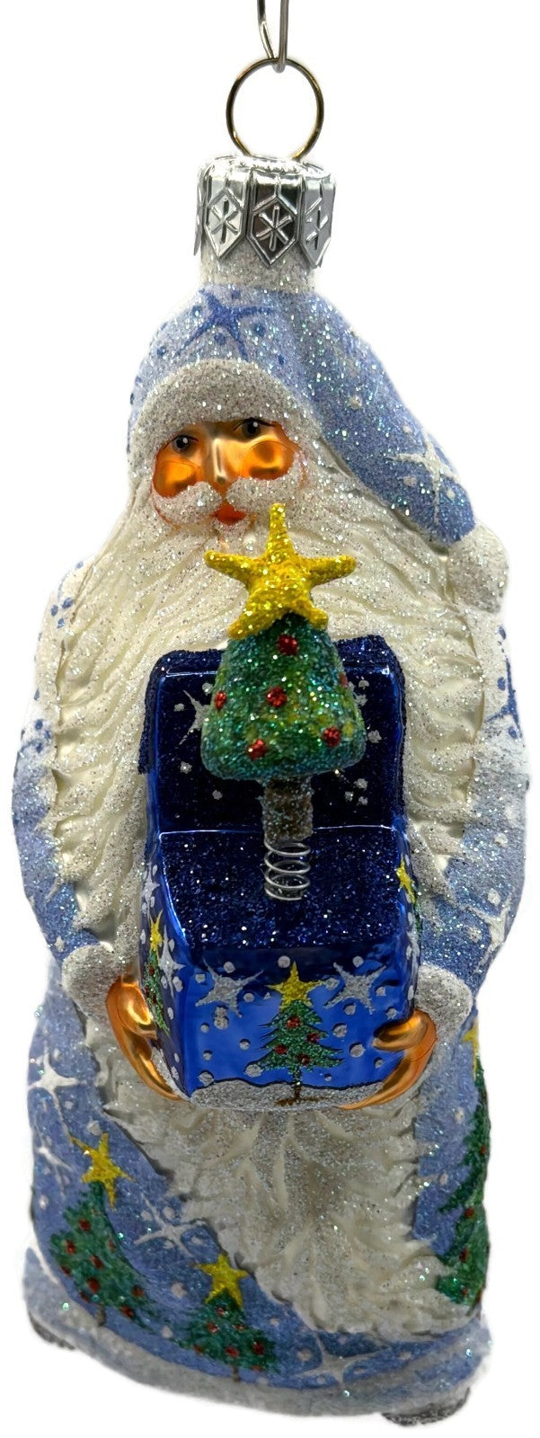 Patricia Breen Jack In The Box Santa Blue Snowflakes Christmas Ornament 23741