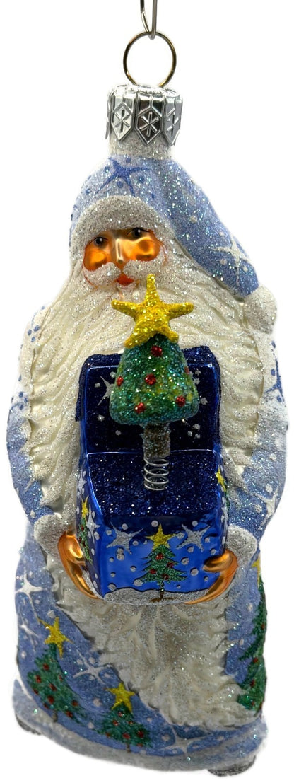 Patricia Breen Jack In The Box Santa Blue Snowflakes Christmas Ornament 23741