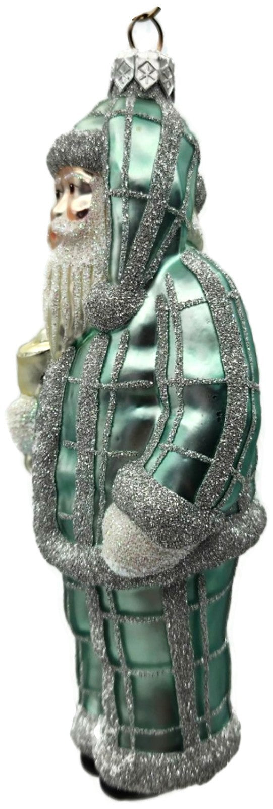 Patricia Breen Ring In The New Blue Silver Plaid Santa Christmas Ornament 97345