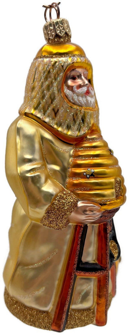 Patricia Breen 2000 Beeskeeping Santa SHC Gold Bee Spring Ornament 20056