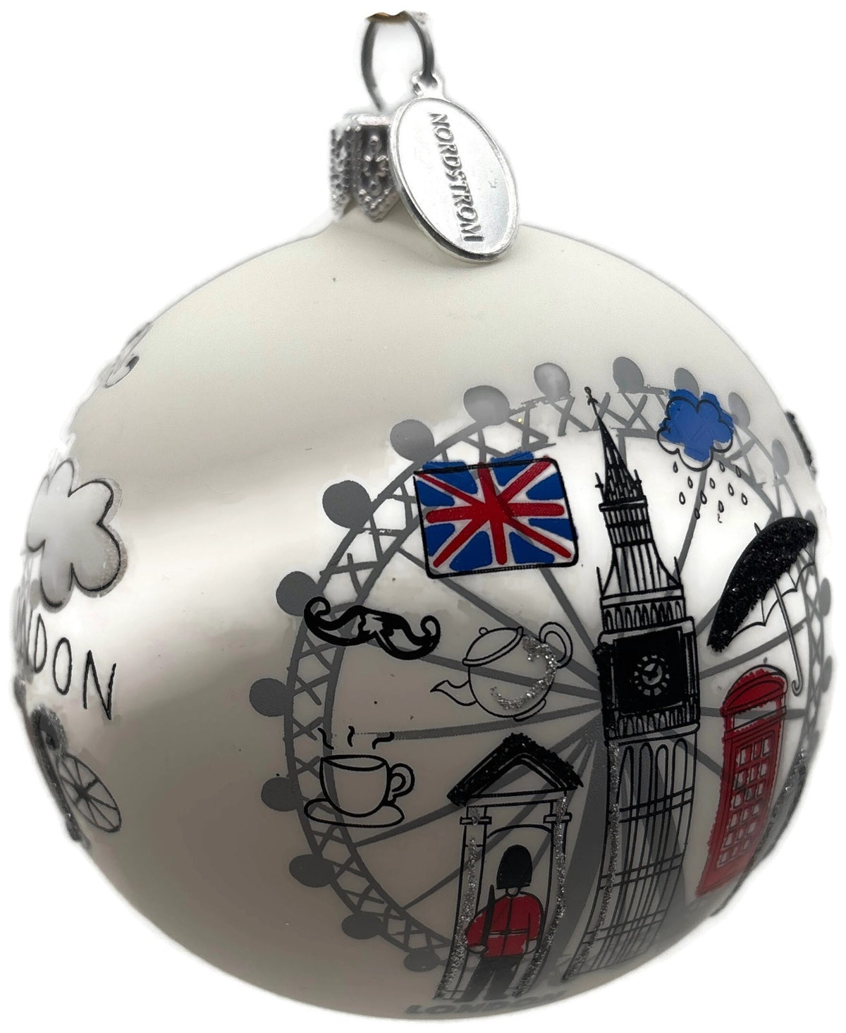 Nordstrom At Home England Big Ben London Eye Glass Ball Christmas Ornament 5