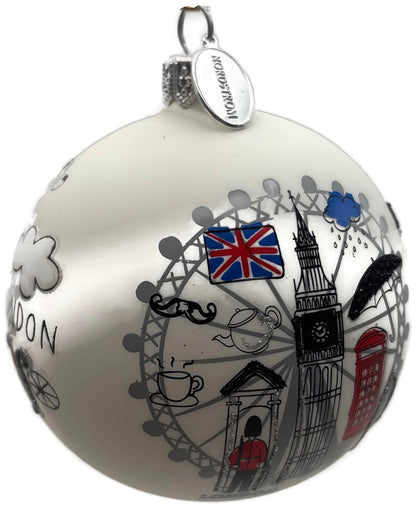 Nordstrom At Home England Big Ben London Eye Glass Ball Christmas Ornament 5