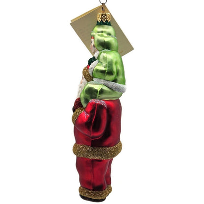 Patricia Breen Carry Me Santa Red Green Boy Glass Christmas Tree Ornament 98036