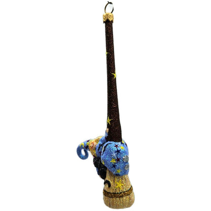 Patricia Breen Over Salem Blue Dress Witch Stars Glass Halloween Ornament 25619